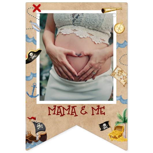 かわいい1歳の誕生日12ヶ月フォトマイルストーンパイレーツ バンティングフラッグ (第2の旗)