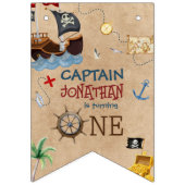 かわいい1歳の誕生日12ヶ月フォトマイルストーンパイレーツ バンティングフラッグ (第1の旗)