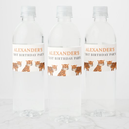 かわいい1歳の誕生日 ワイルドワン タイガー ペットボトルラベル (ボトル)