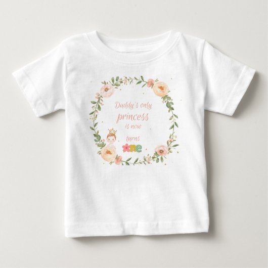 かわいい1歳の誕生日 女の子のTシャツ ベビーTシャツ (正面)