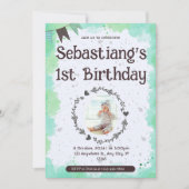かわいい1歳の誕生日 招待状 (正面)