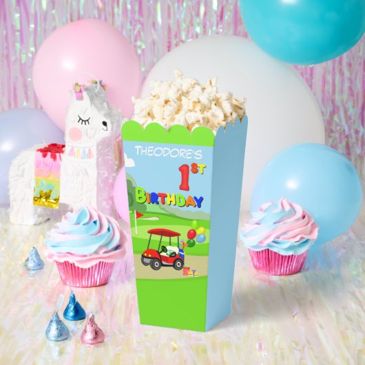 かわいい1歳の誕生日 赤いゴルフカート 男の子 フェイバーボックス (パーティー)