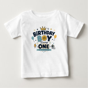 かわいい1歳の誕生日Tシャツ - おしゃれなクラウンTシャツ ベビーTシャツ