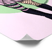 かわいい10代のパンクガールピンクグリーンマンガイラストレーション ポスター (角)