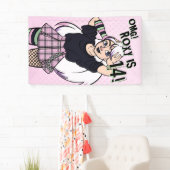 かわいい10代のパンクガールピンク漫画14誕生日 横断幕 (インサイチュ)