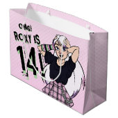 かわいい10代のパンクガール名ピンク14誕生日 ラージペーパーバッグ (裏面アングル)