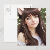 かわいい10代の若者猫耳 ポストカード (正面/裏面)
