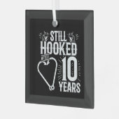 かわいい10周年記念結婚したカップル10年 ガラスオーナメント (正面左)