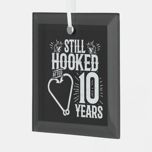 かわいい10周年記念結婚したカップル10年 ガラスオーナメント (正面左)