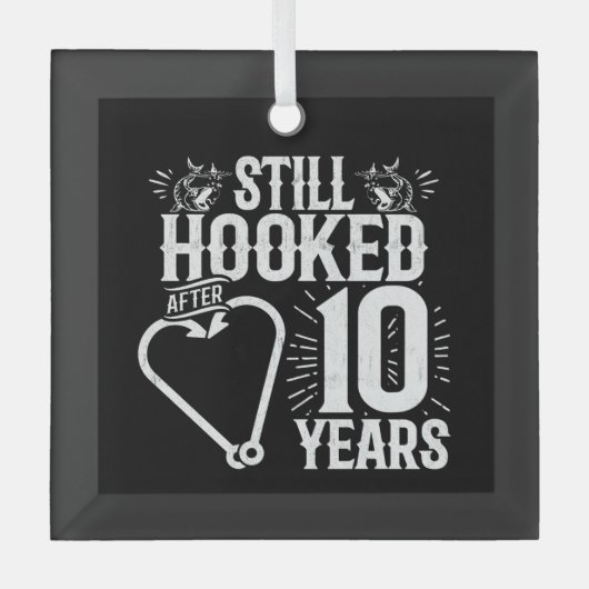 かわいい10周年記念結婚したカップル10年 ガラスオーナメント (正面)