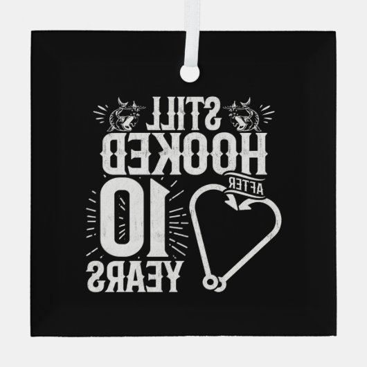 かわいい10周年記念結婚したカップル10年 ガラスオーナメント (裏面)