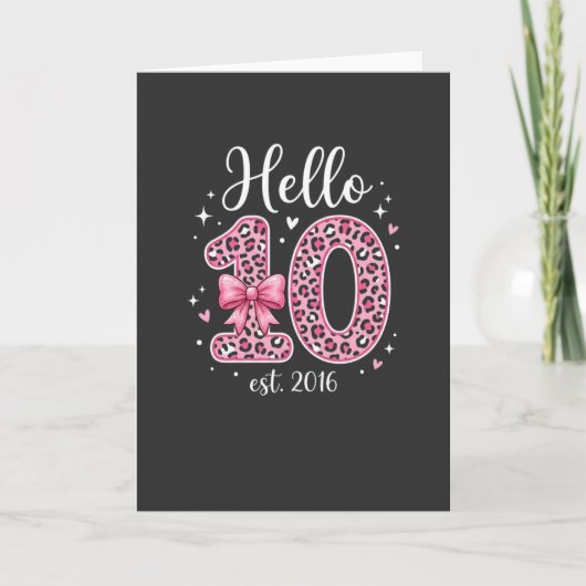 かわいい10歳の誕生日おめでとうTシャツ Hello 10 est 2016 カード (正面)