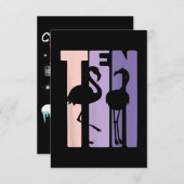 かわいい10誕生日ギフトIフラミンゴI 10歳 招待状 (正面/裏面)