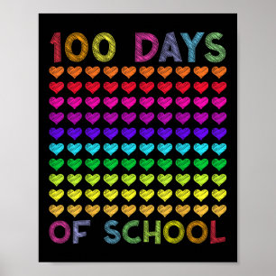 かわいい100日の学校と愛し続けるハート ポスター