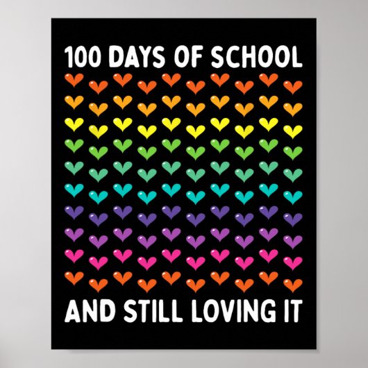 かわいい100日の学校と愛し続けるハート ポスター (正面)