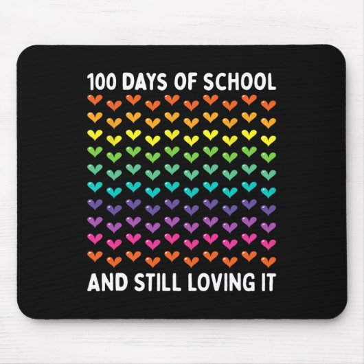 かわいい100日の学校と愛し続けるハート マウスパッド (正面)