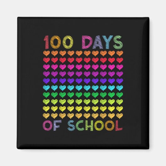 かわいい100日の学校と愛し続けるハート マグネット (正面)
