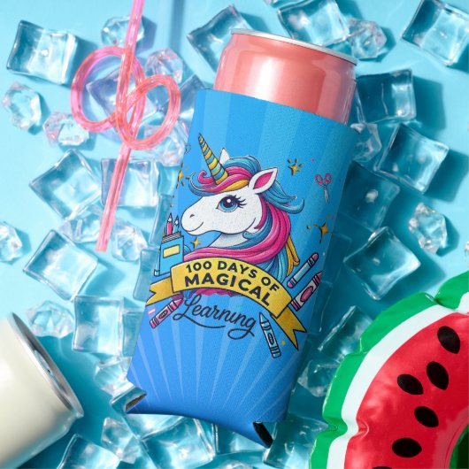 かわいい100日の学校の魔法の学ユニコーン スリム缶クーラー (インサイチュ 夏)