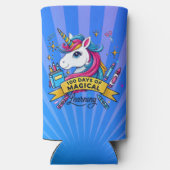 かわいい100日の学校の魔法の学ユニコーン スリム缶クーラー (裏面)