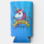 かわいい100日の学校の魔法の学ユニコーン スリム缶クーラー (正面)