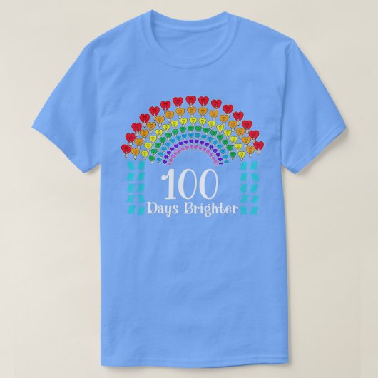 かわいい100日の学校100日明るいハート1 Tシャツ (デザイン正面)