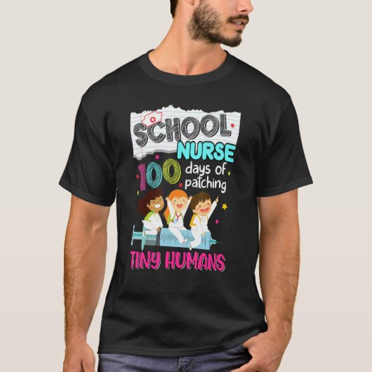 かわいい100日パッチ小さな人間の学校ナース Tシャツ (正面)