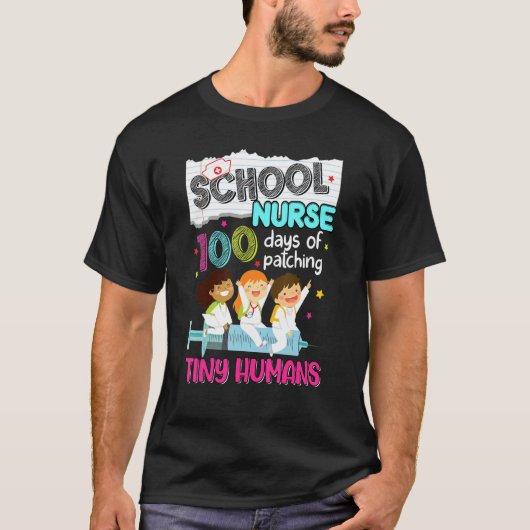 かわいい100日パッチ小さな人間の学校ナース Tシャツ (正面)