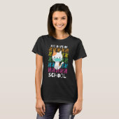 かわいい100日目の学校の猫フェイスマスク バーチャルティー Tシャツ (正面フル)