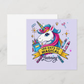 かわいい100日間の学校生活 魔法の学習ユニコーン 招待状 (正面/裏面)