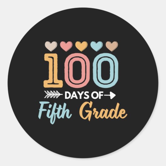 かわいい100日5年生の先生学生再 ラウンドシール (正面)
