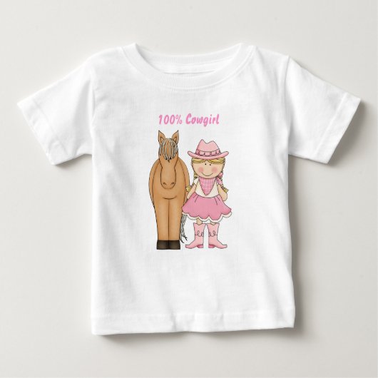 かわいい100%女性のカーボーイと馬ベビーTシャツ ベビーTシャツ (正面)