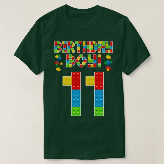 かわいい11誕生日11歳ブロック建物少年 Tシャツ (デザイン正面)