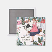 かわいい12日のクリスマスエイトメイドと搾乳 マグネット (正面/裏面)