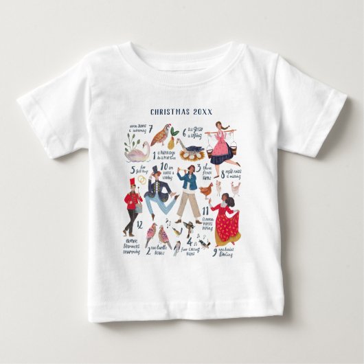 かわいい12日のクリスマスクラシック子供 ベビーTシャツ (正面)