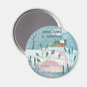 かわいい12日のクリスマス七羽が泳ぐ マグネット (正面/裏面)