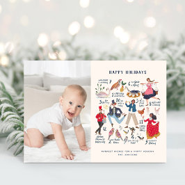 かわいい12日間のクリスマス フォト ホリデー カード