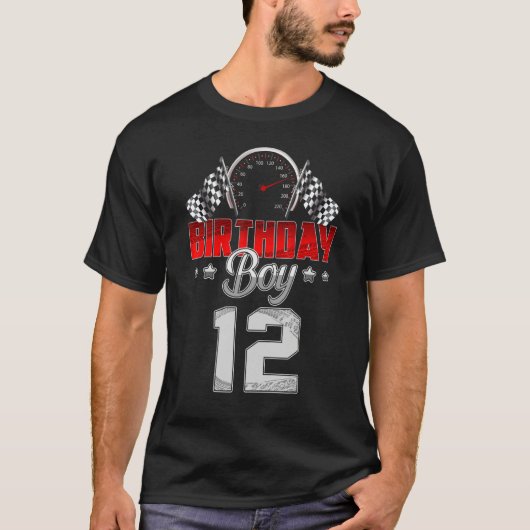 かわいい12誕生日少年12歳レースカー少年 Tシャツ (正面)