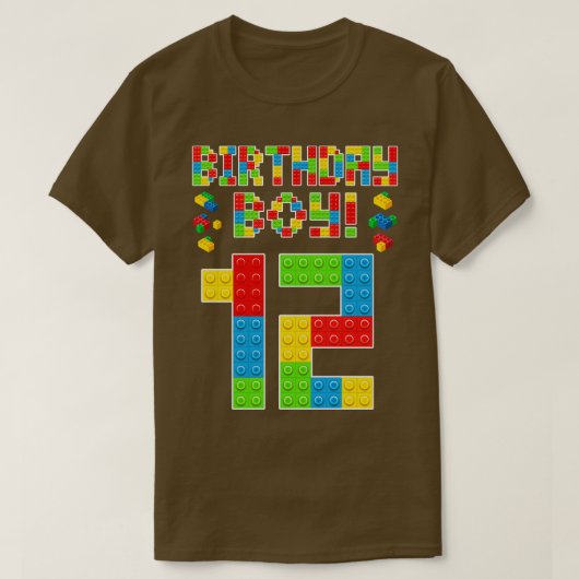 かわいい12誕生日12歳ブロック建物少年 Tシャツ (デザイン正面)