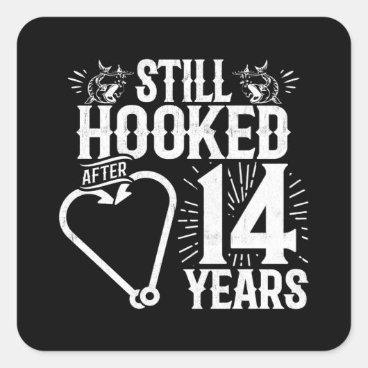 かわいい14周年カップル 結婚14年目 スクエアシール (正面)