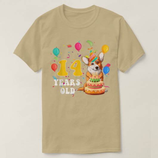 かわいい14歳コルギドッグ恋人14誕生日パ Tシャツ (デザイン正面)
