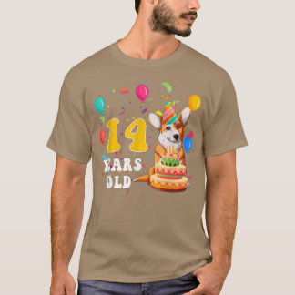 かわいい14歳コルギドッグ恋人14誕生日パ Tシャツ