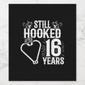 かわいい16周年記念結婚したカップル16年 ワインラベル (シングルラベル)