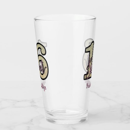 かわいい16歳の誕生日パーティー、シルバーピンクの飲み物 タンブラーグラス (右)