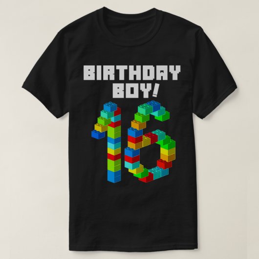 かわいい16誕生日ギフト16歳ブロック建物 Tシャツ (デザイン正面)