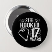 かわいい17周年記念結婚したカップル17年 缶バッジ (正面&裏面)