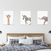 かわいい18x24サファリジャングル動物の水カラー子供部屋 (寝室)