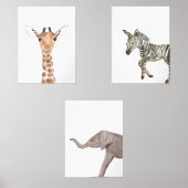 かわいい18x24サファリジャングル動物の水カラー子供部屋 (正面)