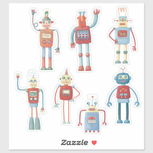 かわいい1950年代のスタイルレトロヴィンテージロボット シール