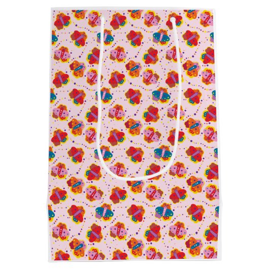 かわいい1960s-スタイル蝶抱き枕 ミディアムペーパーバッグ (裏面)