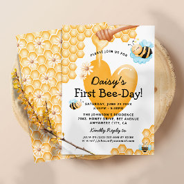 かわいい1st Bee-Day！ 初めての誕生日招待状 招待状